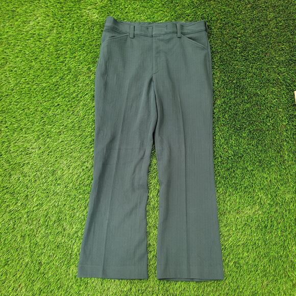 Vintage 70s Disco Hippie Pants 36x31 Green Farah - Picture 1 of 16